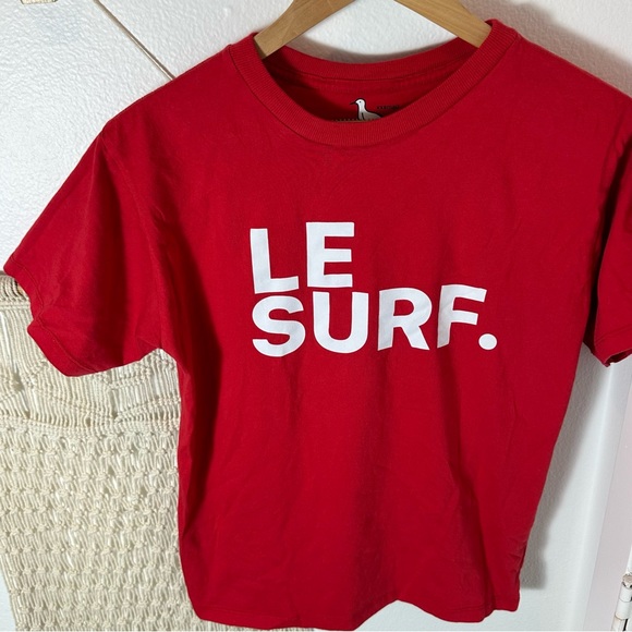 Anthropologie Ping Pong Surf Club Red Le Surf Cotton T-Shirt - Picture 6 of 8